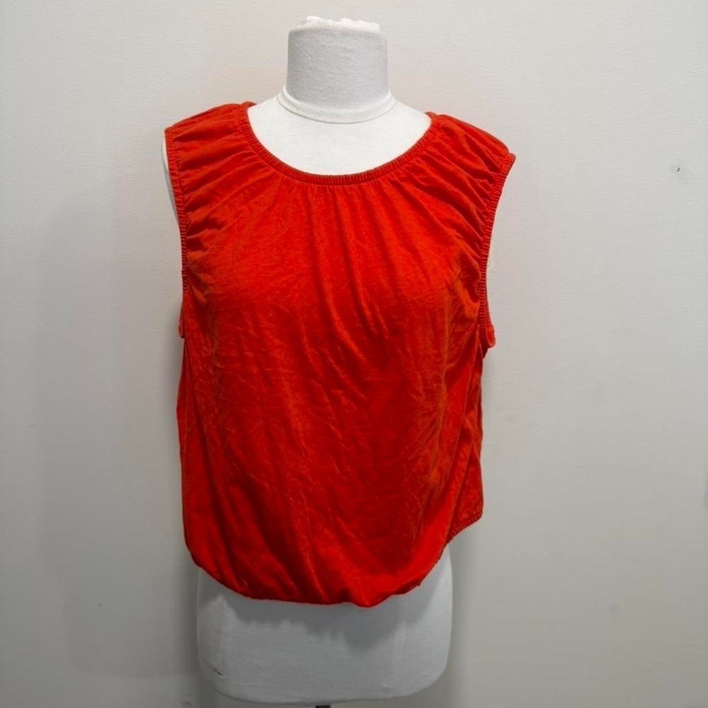 Bright Red Sleeveless Bubble Hem Top